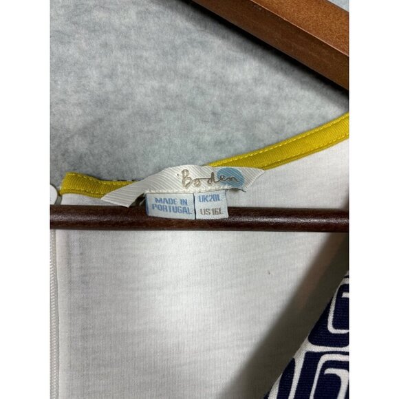 Boden Women's Sleeveless V-Neck‎ Dress US 16L Geometric Print Casual Summer - Picture 3 of 5